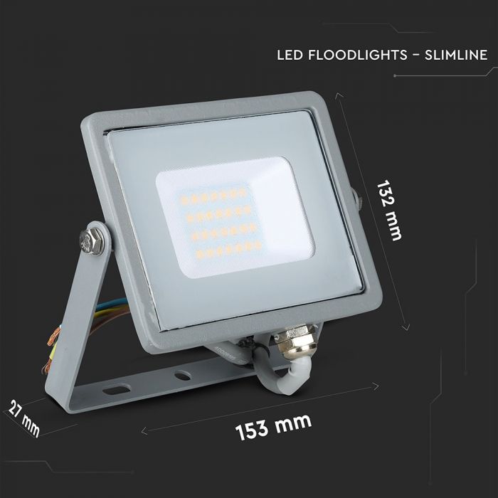 20W LED Floodlight SMD SAMSUNG Chip Slim Grey Body 3000K