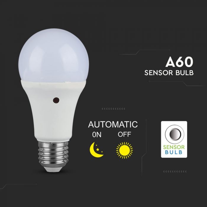 LED E27 LAMP 9W CW 806lm 200° 60X112 WITH SENSOR