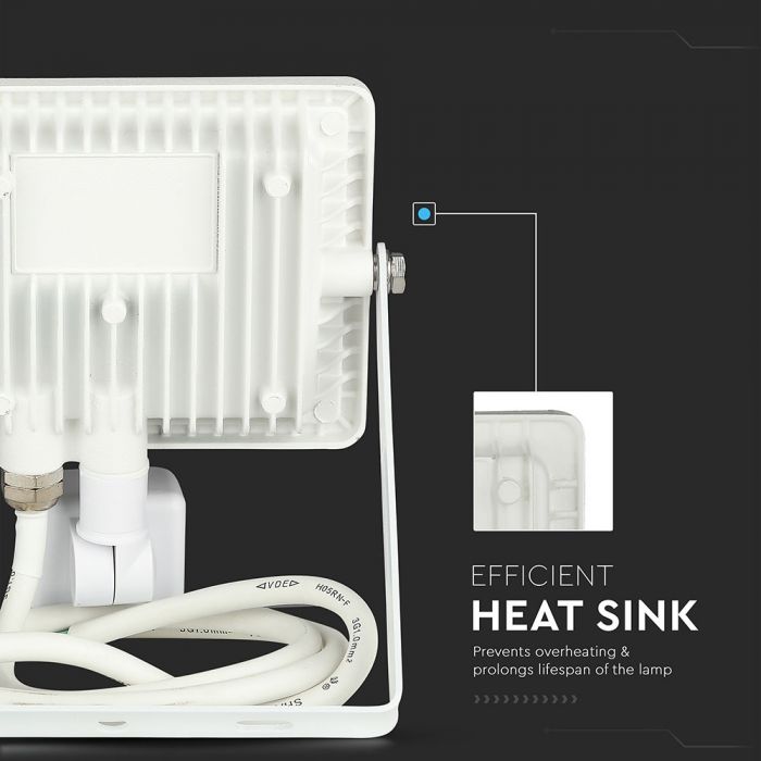 LED FLOOD SENSOR 20W CW 120° 1600lm IP65 WHITE SAMSUNG CHIP