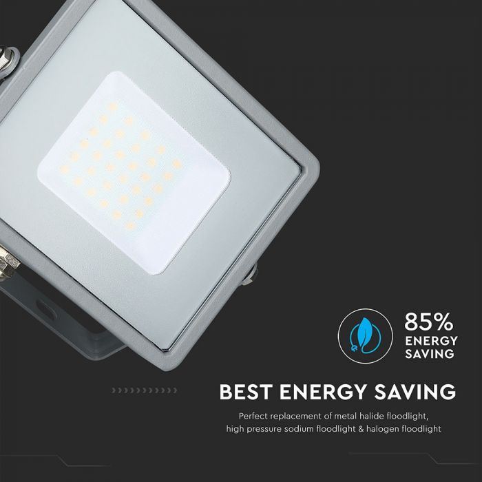 30W LED Floodlight SMD SAMSUNG Chip Slim Grey Body 4000K