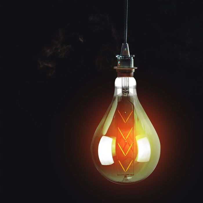 LED E27 FILAMENT LAMP GREY SMOKY G165 8W WW 240lm 300° 165X295