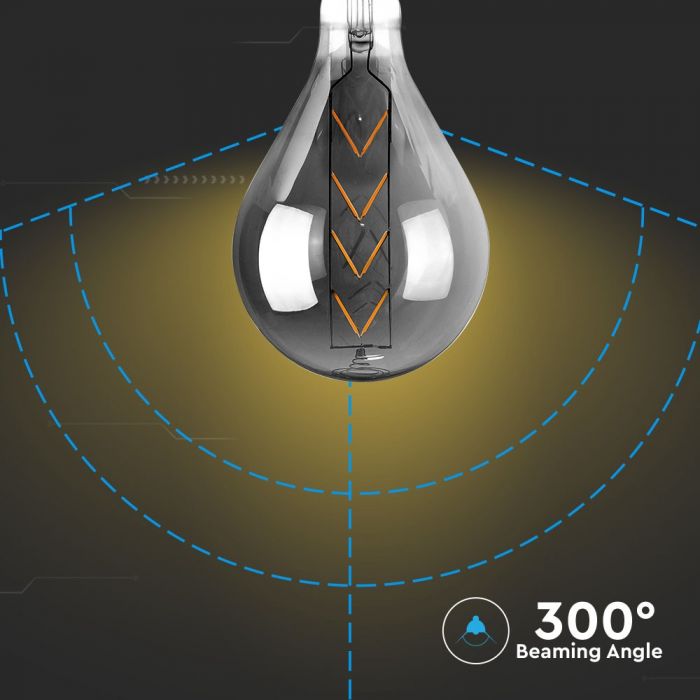LED E27 FILAMENT LAMP GREY SMOKY G165 8W WW 240lm 300° 165X295