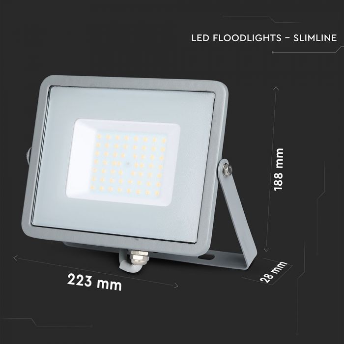 LED FLOOD SLIM 50W WW 100° 4000lm IP65 GREY SAMSUNG CHIP