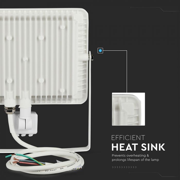 LED FLOOD SENSOR 50W DL 120° 4250lm IP65 WHITE SAMSUNG CHIP
