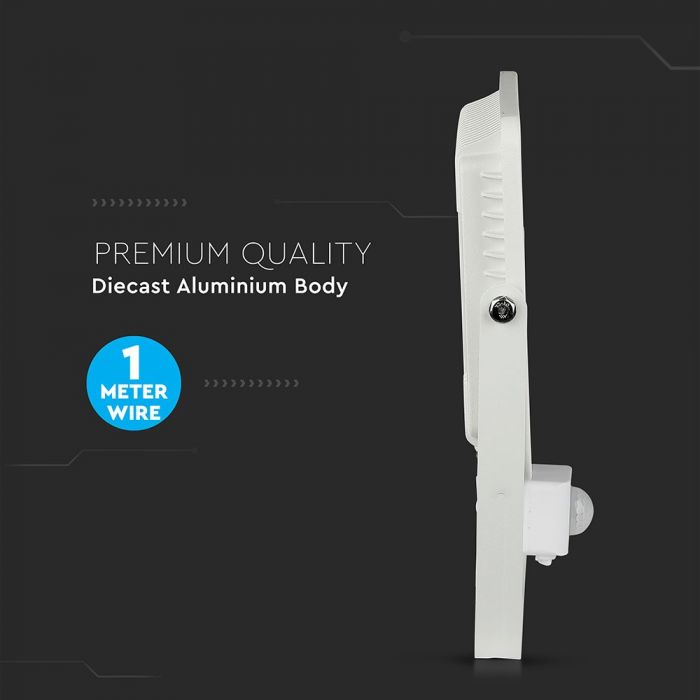 LED FLOOD SENSOR 50W DL 120° 4250lm IP65 WHITE SAMSUNG CHIP