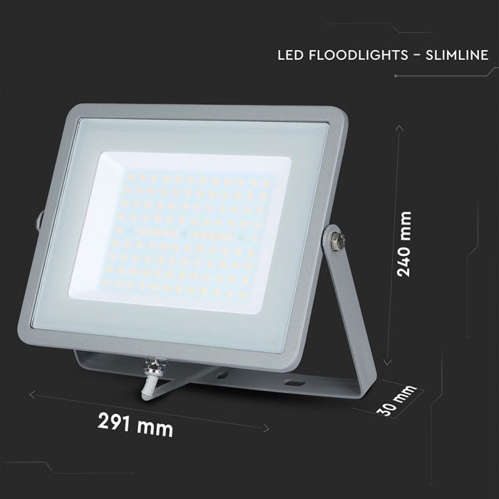 100W LED Floodlight SMD SAMSUNG Chip Slim Grey Body 6400K