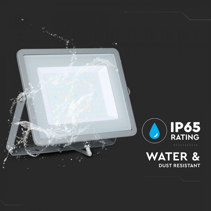 LED FLOOD SLIM 100W CW 100° 8000lm IP65 GREY SAMSUNG CHIP