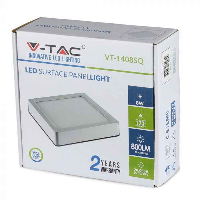 LED SQUARE SURFACE PANEL 8W 720lm CW 120° 115X43