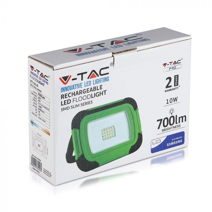 LED FLOOD RECHARGEABLE 10W CW 100° 700lm IP44 GREEN/BLACK