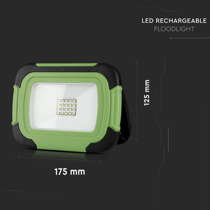 LED FLOOD RECHARGEABLE 10W CW 100° 700lm IP44 GREEN/BLACK