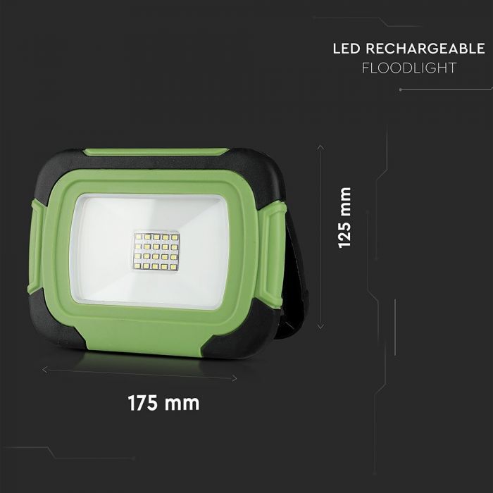 LED FLOOD RECHARGEABLE 20W CW 100° 1400lm IP44 GREEN/BLACK
