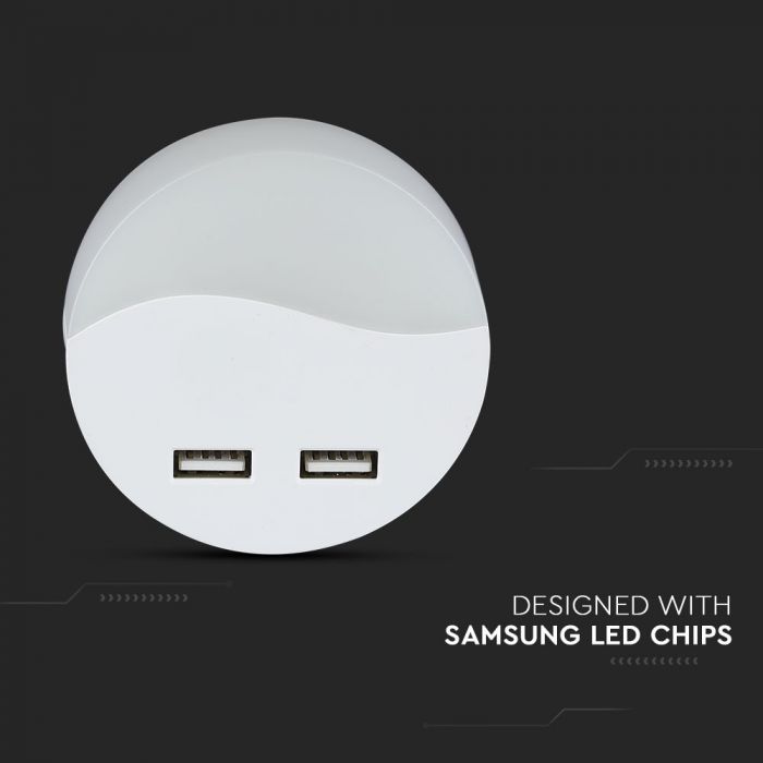 LED NIGHT LIGHT WITH USB 0.5W DL 10lm 67X58 ROUND WHITE SAMSUNG CHIP