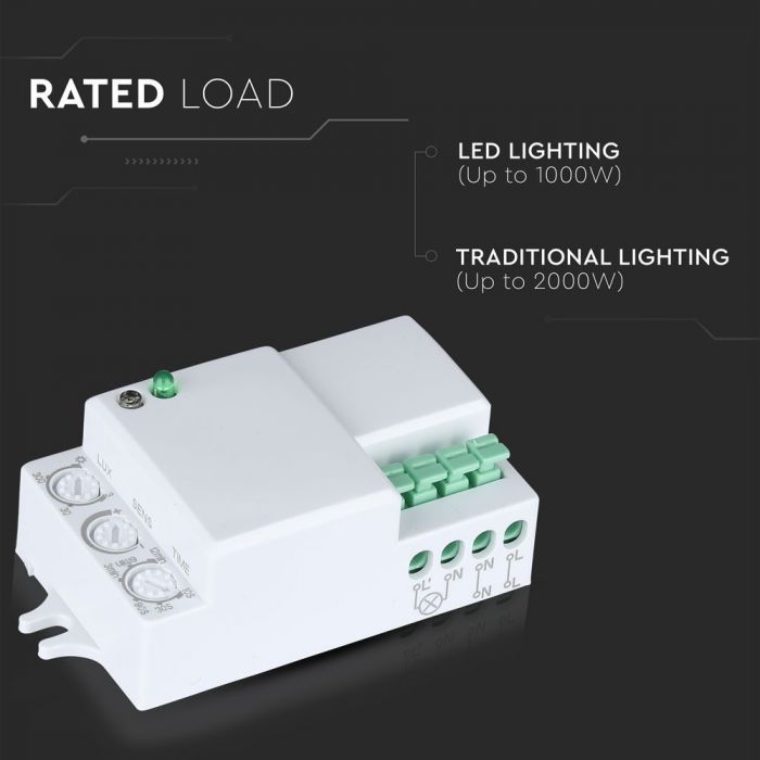 LED MICROWAVE SENSOR CEILING 300W 180/360° 2-16m IP20