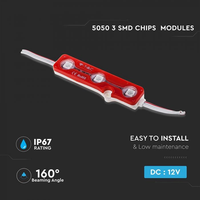 LED MODULE SMD5050 3pcs 12V RED 60lm IP67 160°