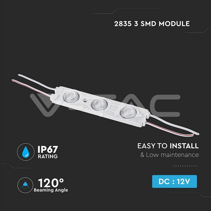 LED MODULE SMD2835 3pcs 12V RED 120-150lm120° IP67