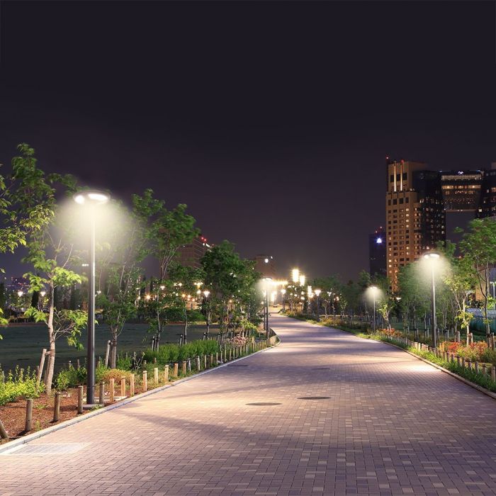 LED SOLAR GARDEN LIGHT ROUND 7.5W CW 1500lm 120° 520X137 WITH SENSOR AND RF CONTROL IP65