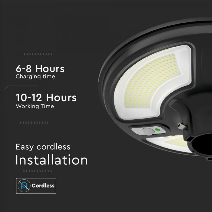 LED SOLAR GARDEN LIGHT ROUND 7.5W CW 1500lm 120° 520X137 WITH SENSOR AND RF CONTROL IP65