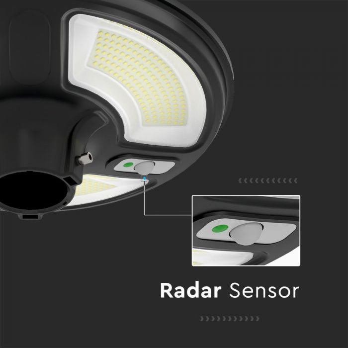 LED SOLAR GARDEN LIGHT ROUND 7.5W CW 1500lm 120° 520X137 WITH SENSOR AND RF CONTROL IP65