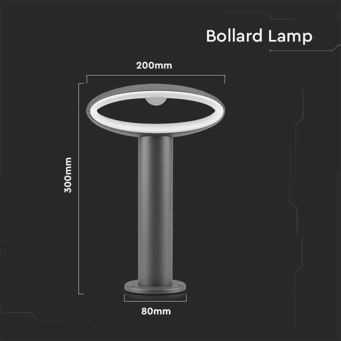 LED BOLLARD LAMP with LAP SHADE 9W DL 500lm 300° 20X8X30 IP54 DARK GREY