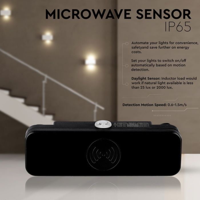 LED MICROWAVE SENSOR 200W 5-6cm IP65 BLACK