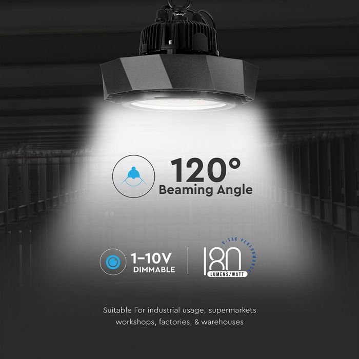 LED HIGHBAY UFO 100W DL 120° 18000lm 260X150 IP65 SAMSUNG CHIP 1-10V DIMMABLE A++
