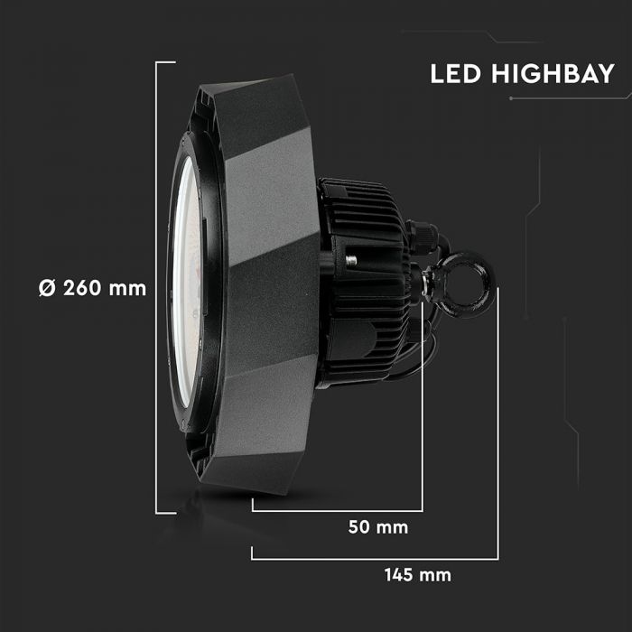 LED Highbay SAMSUNG Chip/DRIVER 100W 120 lm/Watt Black Body 6000K