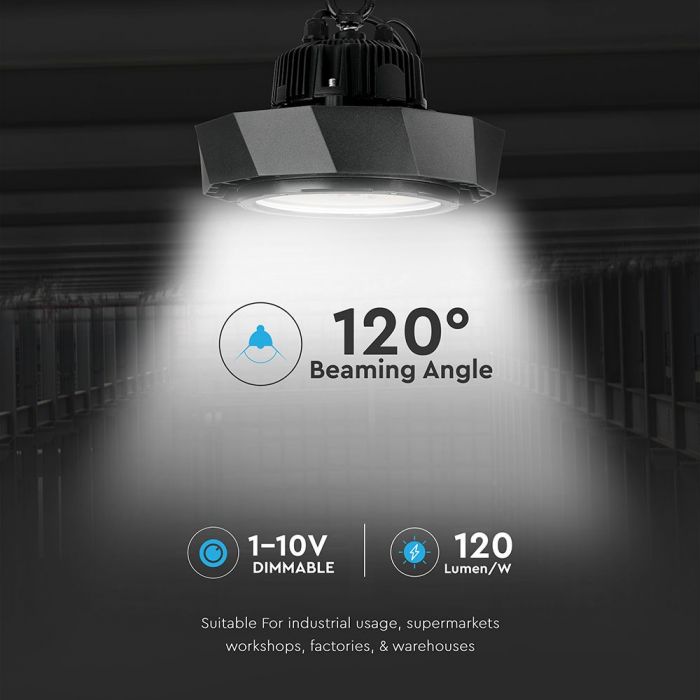 LED Highbay SAMSUNG Chip/DRIVER 100W 120 lm/Watt Black Body 6000K