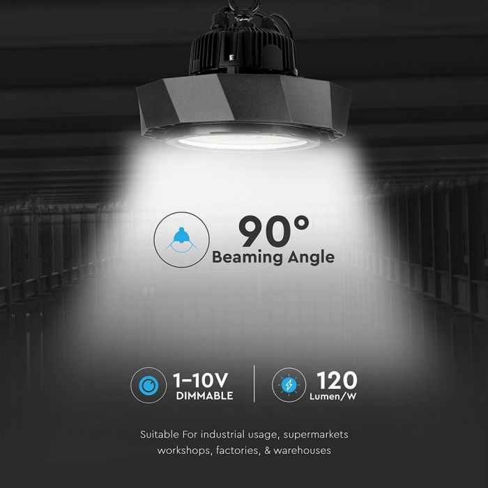 LED HIGHBAY UFO 100W CW 90° 12000lm 260X150 IP65 SAMSUNG CHIP 1-10V DIMMABLE A++