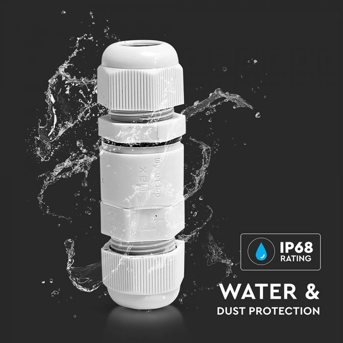 PLASTIC CYLINDER BOX + TERMINAL BLOCK (5-9mm) IP68 WHITE