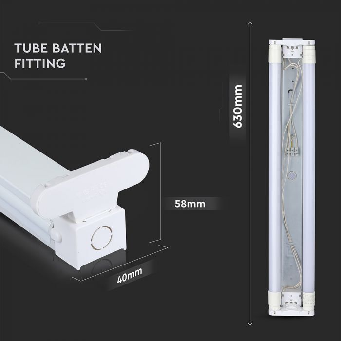 LED TUBE FITTING BATTEN 2FT TWIN