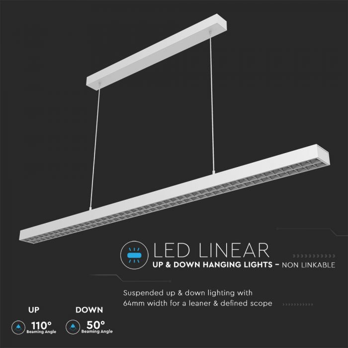 LED LINEAR HANGING NON LINKABLE 60W DL 6600lm 120° 1179X64X35 ALUMINIUM SAMSUNG WHITE A++