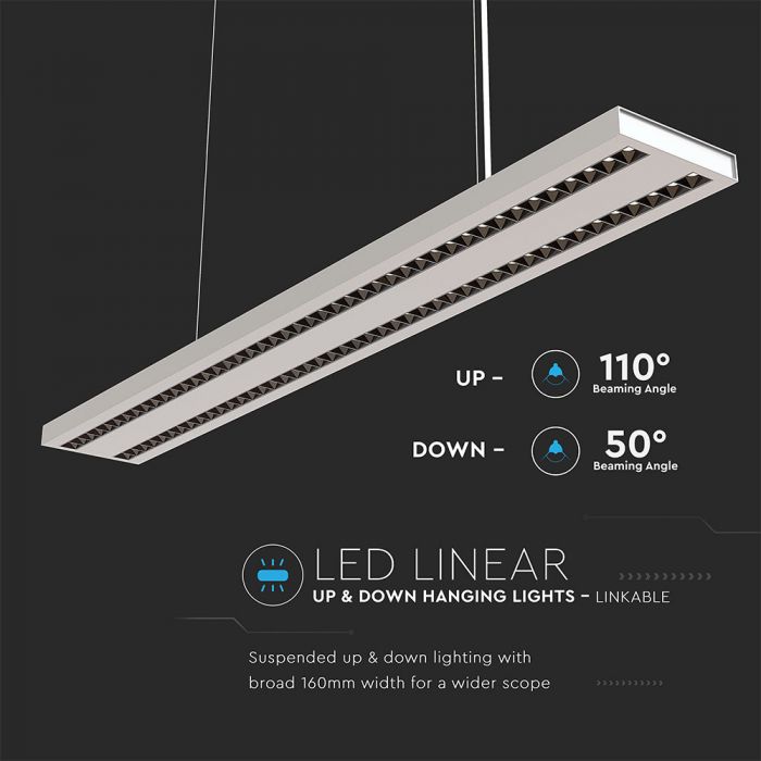 LED Linear Light SAMSUNG Chip 60W Hanging White Body 4000K