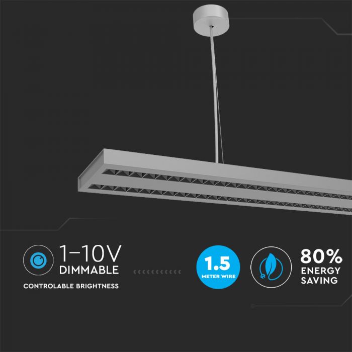 LED Linear Light SAMSUNG Chip 60W Hanging Silver Body 4000K