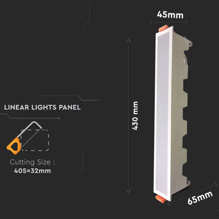 LED LINEAR LIGHT 30W WW 2400lm 120° 430X45X65 (405X32) ALUMINIUM