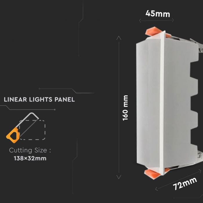 LED LINEAR LIGHT 10W DL 700lm 120° 160X45X72 (138X32) ALUMINIUM