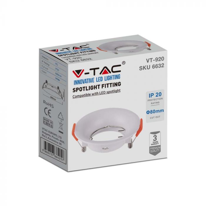 LED BRACKET GU10 ROUND WHITE PC 80X40 (80)