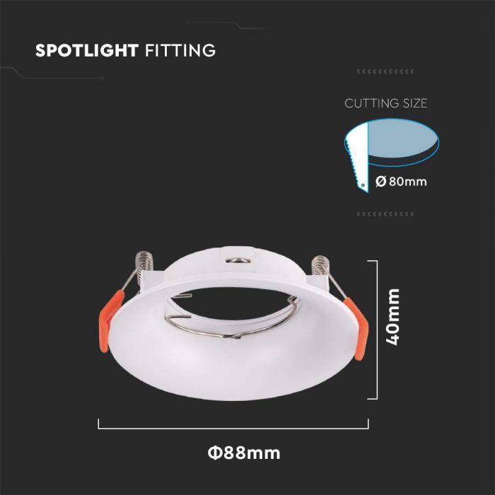 LED BRACKET GU10 ROUND WHITE PC 80X40 (80)