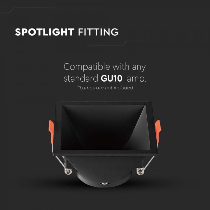 LED BRACKET GU10 SQUARE BLACK PC 93X93X55 (83)