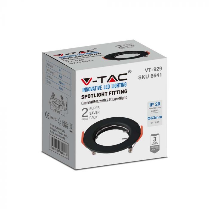 LED BRACKET GU10 ROUND BLACK 81x40mm (63mm)