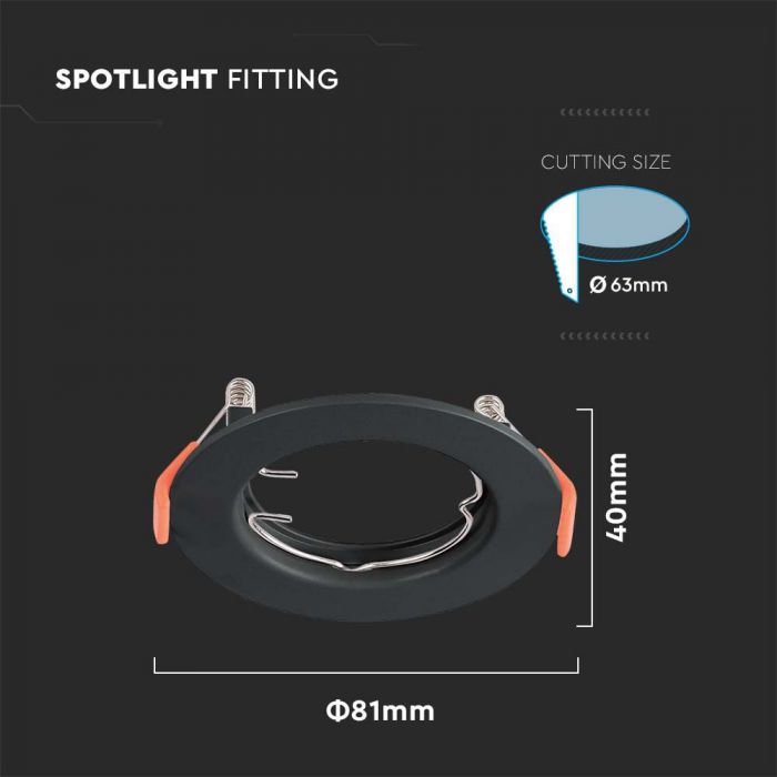 LED BRACKET GU10 ROUND BLACK 81x40mm (63mm)