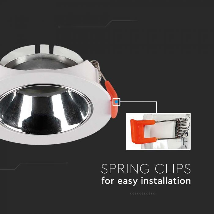 LED BRACKET GU10 ROUND WHITE + CHROME REFLECTOR PC 85X40 (72)