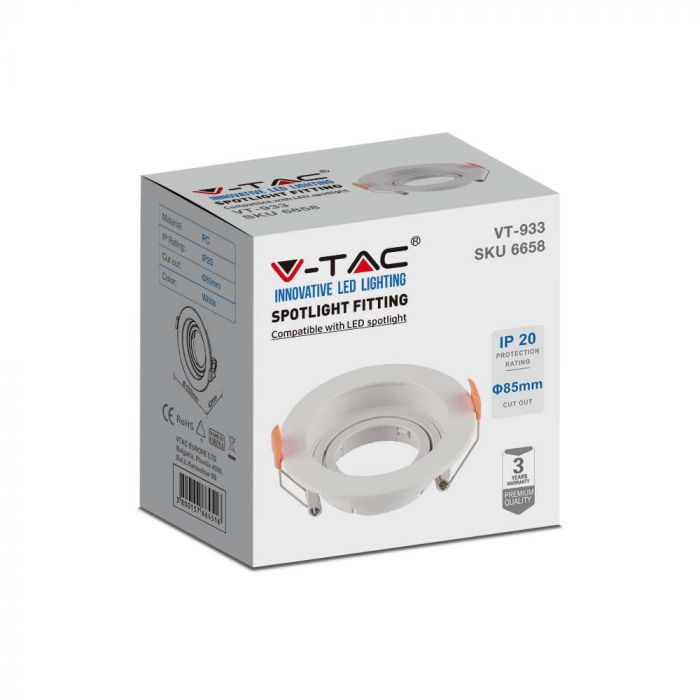 LED BRACKET GU10 ROUND WHITE PC 102X42 (85) MOV