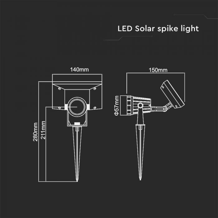 LED SOLAR SPIKE 2W CW 40lm 14X15X28 IP65