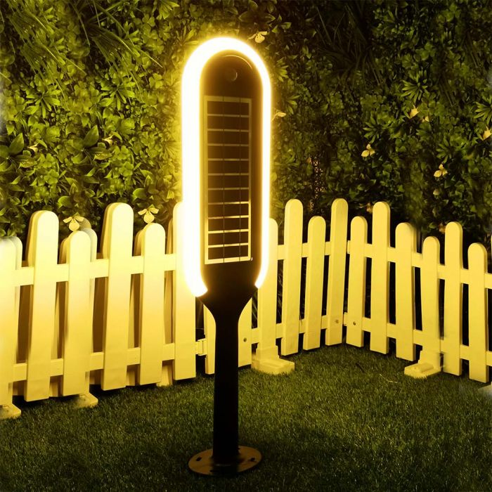 LED SOLAR BOLLARD LIGHT WHITE+BLACK 5W WW 400lm 360° 706X155 IP65