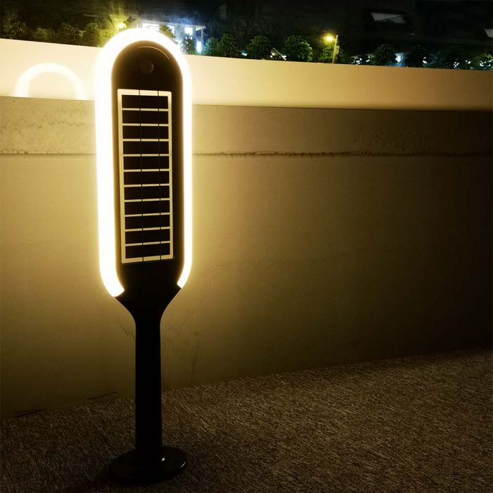 LED SOLAR BOLLARD LIGHT WHITE+BLACK 5W WW 400lm 360° 706X155 IP65