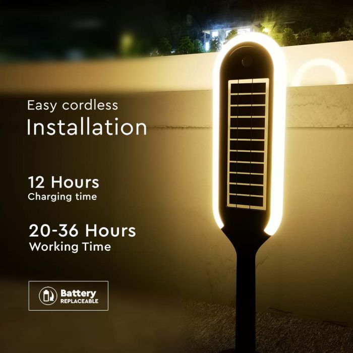 LED SOLAR BOLLARD LIGHT WHITE+BLACK 5W WW 400lm 360° 706X155 IP65