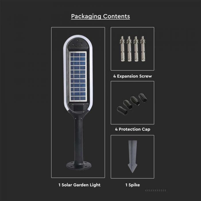 LED SOLAR BOLLARD LIGHT WHITE+BLACK 5W WW 400lm 360° 706X155 IP65