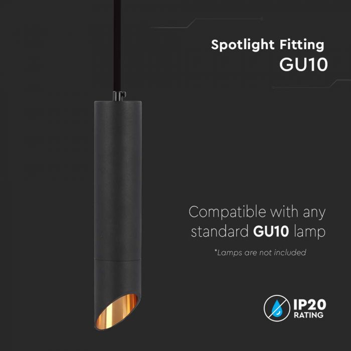 LED GU10 HANGING PENDANT BLACK 55x60x1400mm