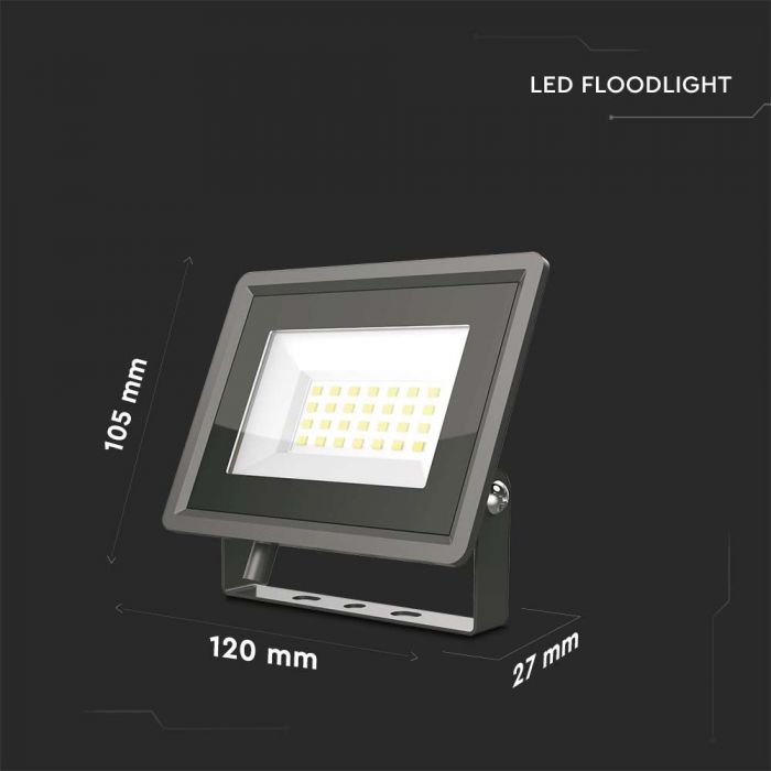 LED FLOOD SMD SLIM 20W CW 110° 1650lm IP65 BLACK