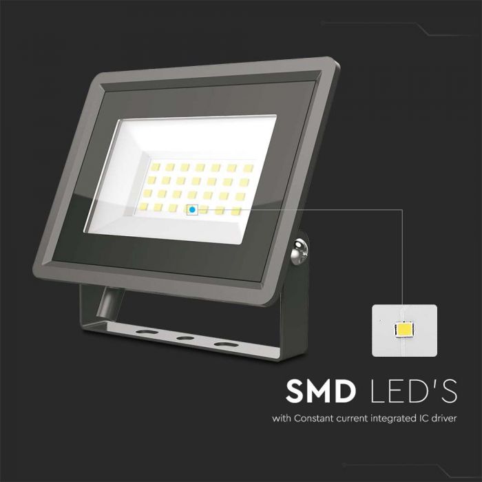 LED FLOOD SMD SLIM 20W CW 110° 1650lm IP65 BLACK